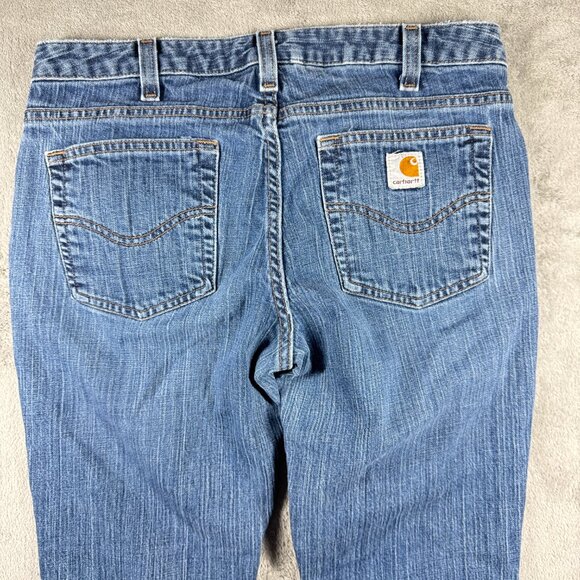 Carhartt Curvy Fit Bootcut Jeans Women’s Size 8x30 Blue Denim Mid Rise - Picture 8 of 13